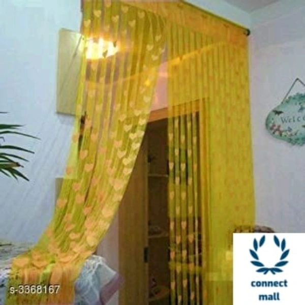 Fashionable Net Polyester Door Curtains ( Pack Of 2 ) - (LXW):7ft X4ft, Yellow, Net Polyster, Stitched, Pack Of 2